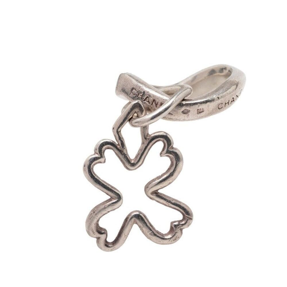 Chanel Clover Motif Metal Ring Silver